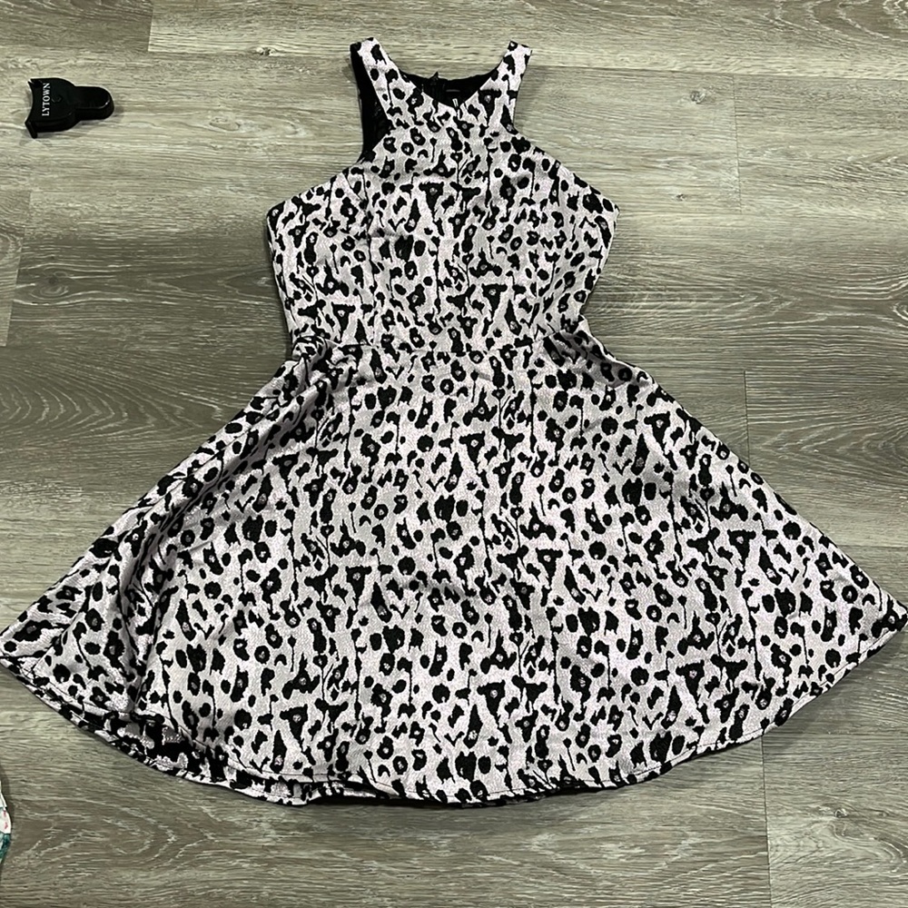 Pink-rose, black multi colors dress with tags.